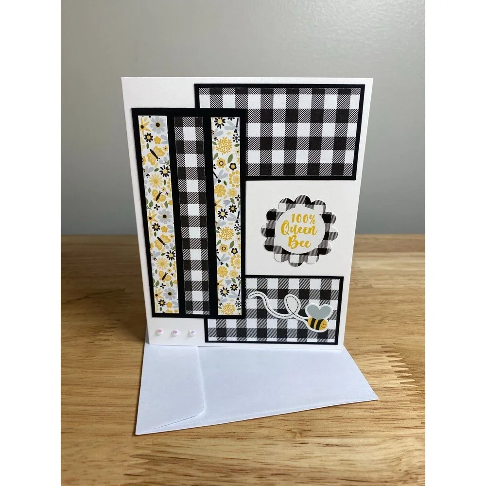 Bee Greeting Card – Handmade A2 Card – All Occasion Blank Card